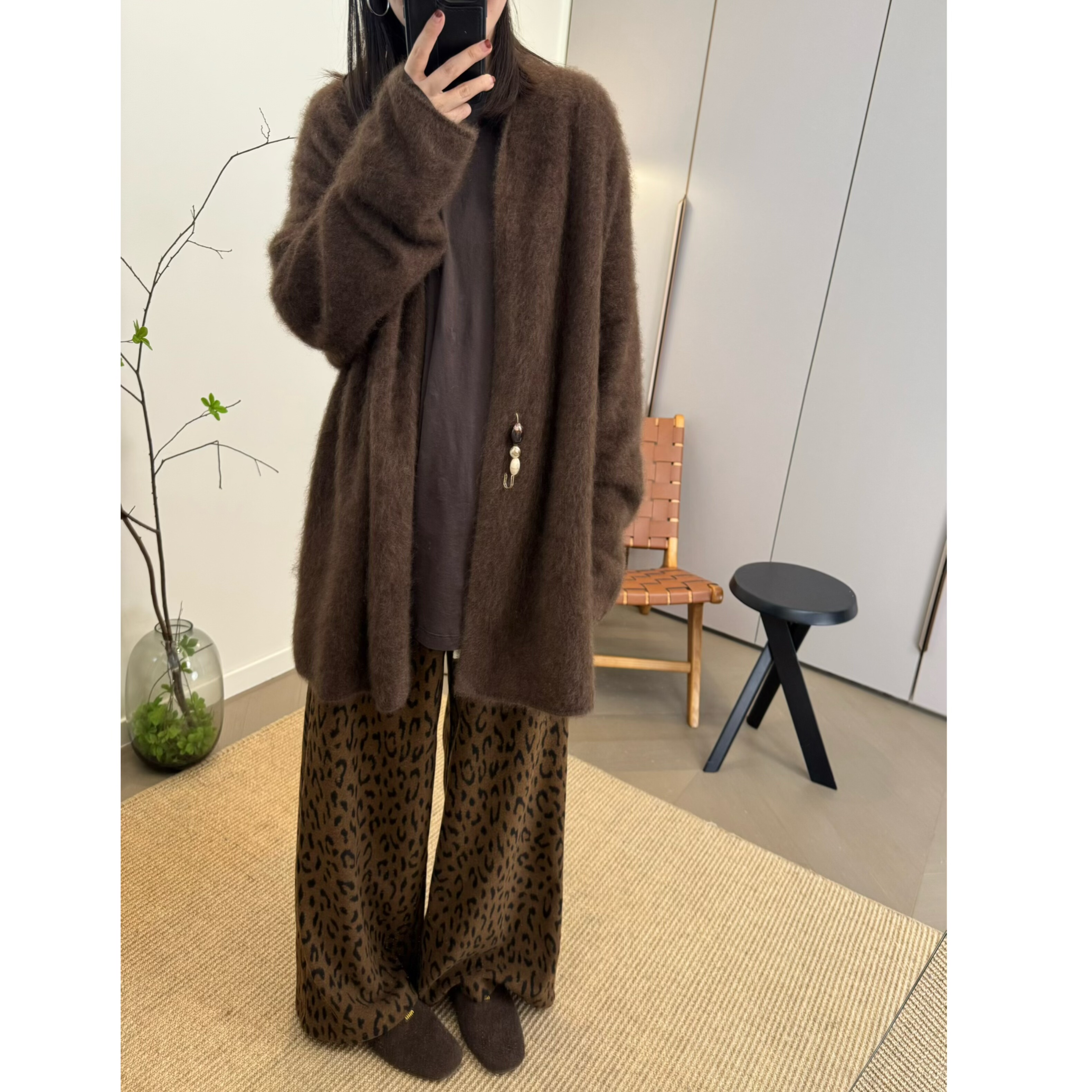 MKDesign 秋冬新品 100牦牛绒高品质休闲宽松针织中长款毛衣外套