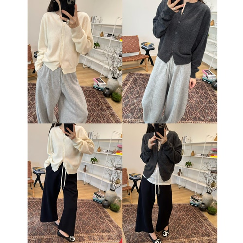 MKDesign 秋季新品 小个子必入基础款百搭圆领纯色针织开衫