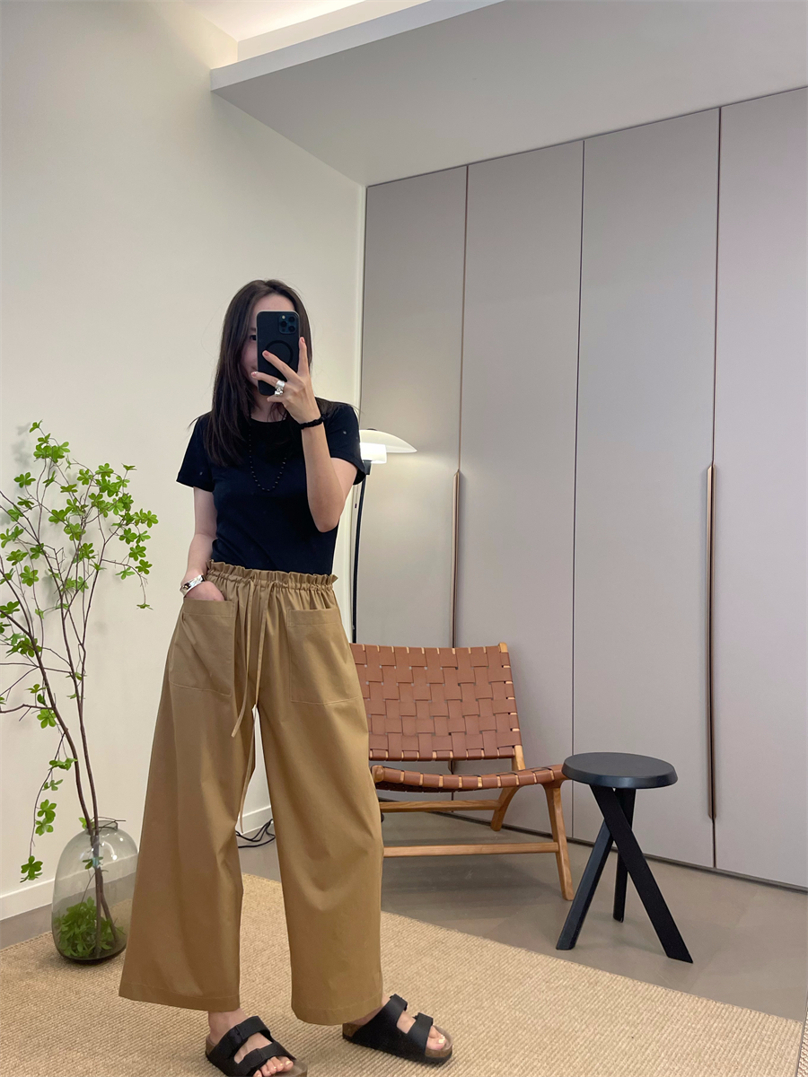 松紧腰MKDesign九分裤花瓣裤