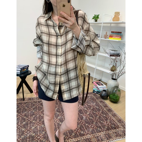 MKDesign 夏季新品  推荐气质休闲苎麻格纹夏季防晒轻薄衬衫