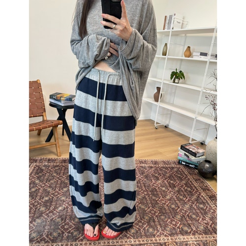 MKDesign 秋季新品 好搭配经典百搭宽条纹宽松休闲运动裤长裤