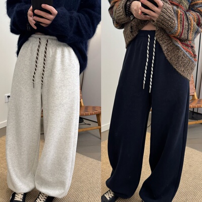 MKDesign冬季新品加绒加厚显瘦BI入款推荐脚口可缩口休闲运动长裤