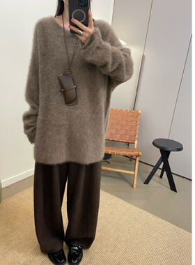 MKDesign秋冬新品高品质100牦牛绒一字领基础套头中长款针织毛衣