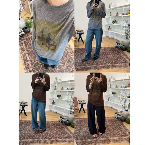 MKDesign 秋季新品 休闲卡通印花圆领打底套头针织毛衣