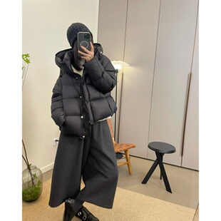 不过时黑色连帽短款 MKDesign 休闲基础经典 新品 羽绒服 冬季