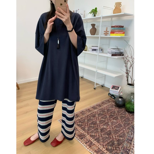 MKDesign 夏季新品 宽松大版百搭中长款纯色基础圆领长款T恤