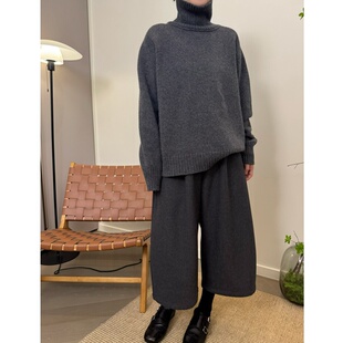 基础款 休闲百搭灰色羊毛7分西装 裤 MKDesign 阔腿裤 新品 靴裤 冬季