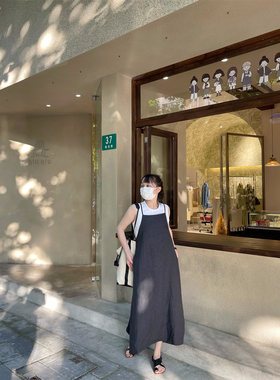 MK Design2022夏季日系洋气设计感亚麻休闲吊带背心连衣裙