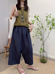 灯笼哈伦裤 MKDesign 汉麻棉牛仔色休闲宽松掉档垮裤 薄款 春夏新品