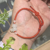 天然和田玉缅黄2026马年生肖马本命年红手绳手链属羊六合新年礼物