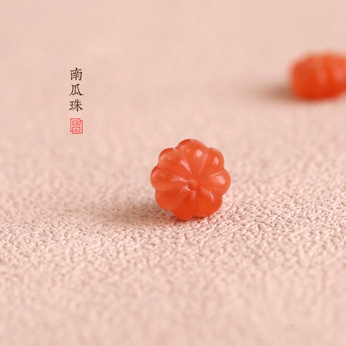 天然南红南瓜珠配饰 四川凉山原矿无优化南红手串配珠