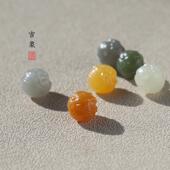 手链 天然和田玉 通孔手串 吉象 文玩配珠 缅黄