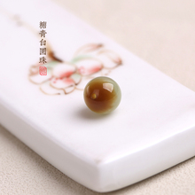 天然和田玉10mm散珠 糖青白玉山料圆珠 颗颗带糖 手链配珠