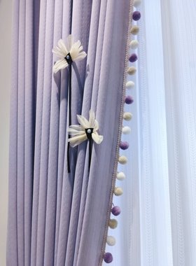 武汉工厂实体紫色雪尼尔轻奢法式电动卧室遮光窗帘上门测量安装