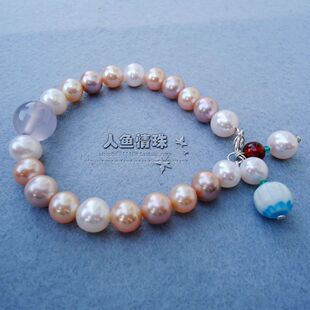 【系石苑】混彩千足珍珠手链 配荧光紫玉髓手链 店主真人秀