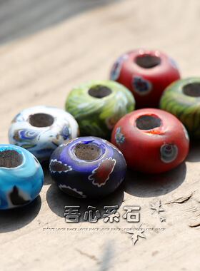 diy蜻蜓眼波斯花纹老琉璃算盘珠