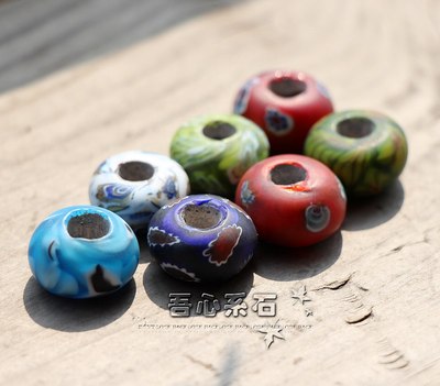diy蜻蜓眼波斯花纹老琉璃算盘珠