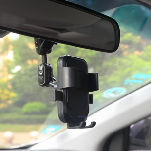 汽车车载后视镜安装 通用手机导航支架可伸缩360度旋转可调节