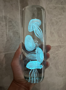 小众礼物礼品装饰摆件家居装饰琉璃夜光水母淄博琉璃纯手工设计