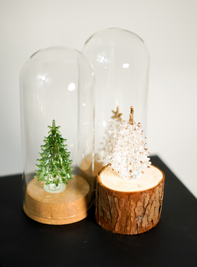琉璃圣诞树摆件装饰品装饰品微景观玻璃罩礼物手工氛围感可爱