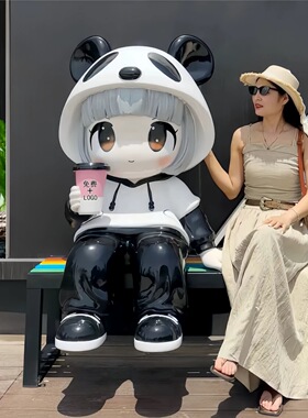 玻璃钢雕塑定制卡通户外熊猫雕塑大型IP形象定制卡通人物雕塑定制
