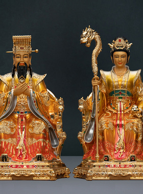 纯铜玉帝王母神像客厅工艺品摆件