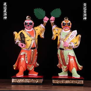 16寸树脂日巡夜游神像地府阴神日夜游神日夜游巡神像居家供奉摆件