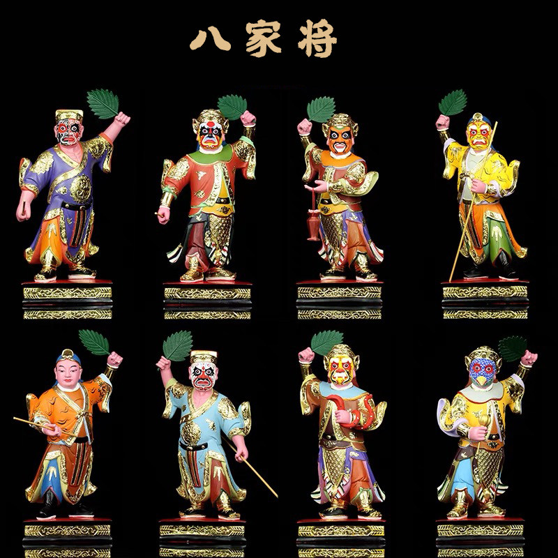 中式树脂彩绘八家将神像