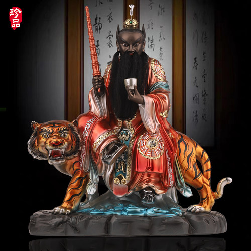 新品树脂彩绘骑虎张天师神像正一真人张道陵祖师爷神像摆件