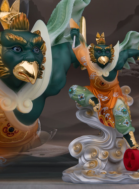 雷公雷震子神像16寸彩绘汉白玉