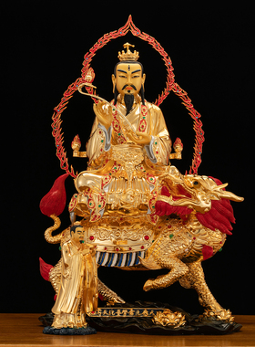 纯铜鎏金九天应元雷声普化天尊像