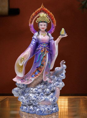 女娲娘娘神像汉白玉彩绘家用供奉