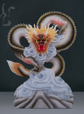 汉白玉生肖龙吉祥龙摆件