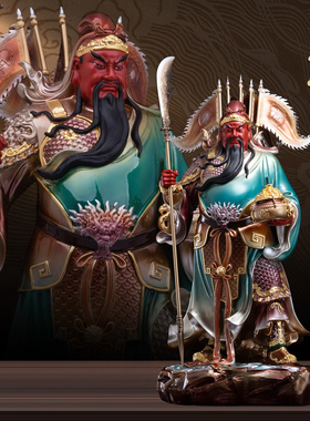 康盛纯铜居家供奉摆件关公神像