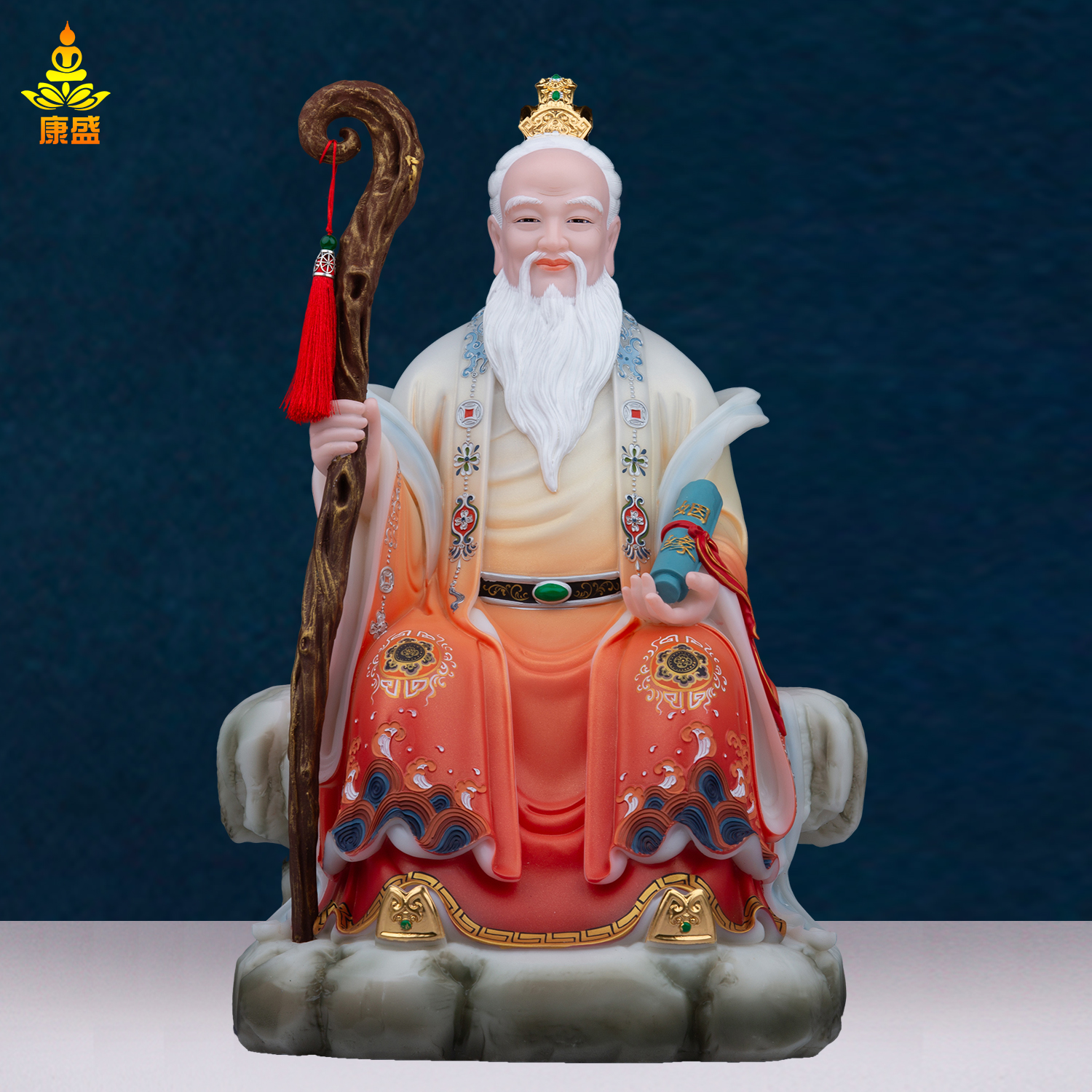 月老像 汉白玉月老雕像牵红线月下老人红衣月老星君道家供奉摆件