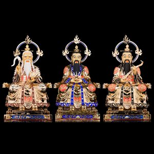 盛凡三清道祖神像铜台湾鎏金太上老君元始灵宝道德天尊祖师爷摆件