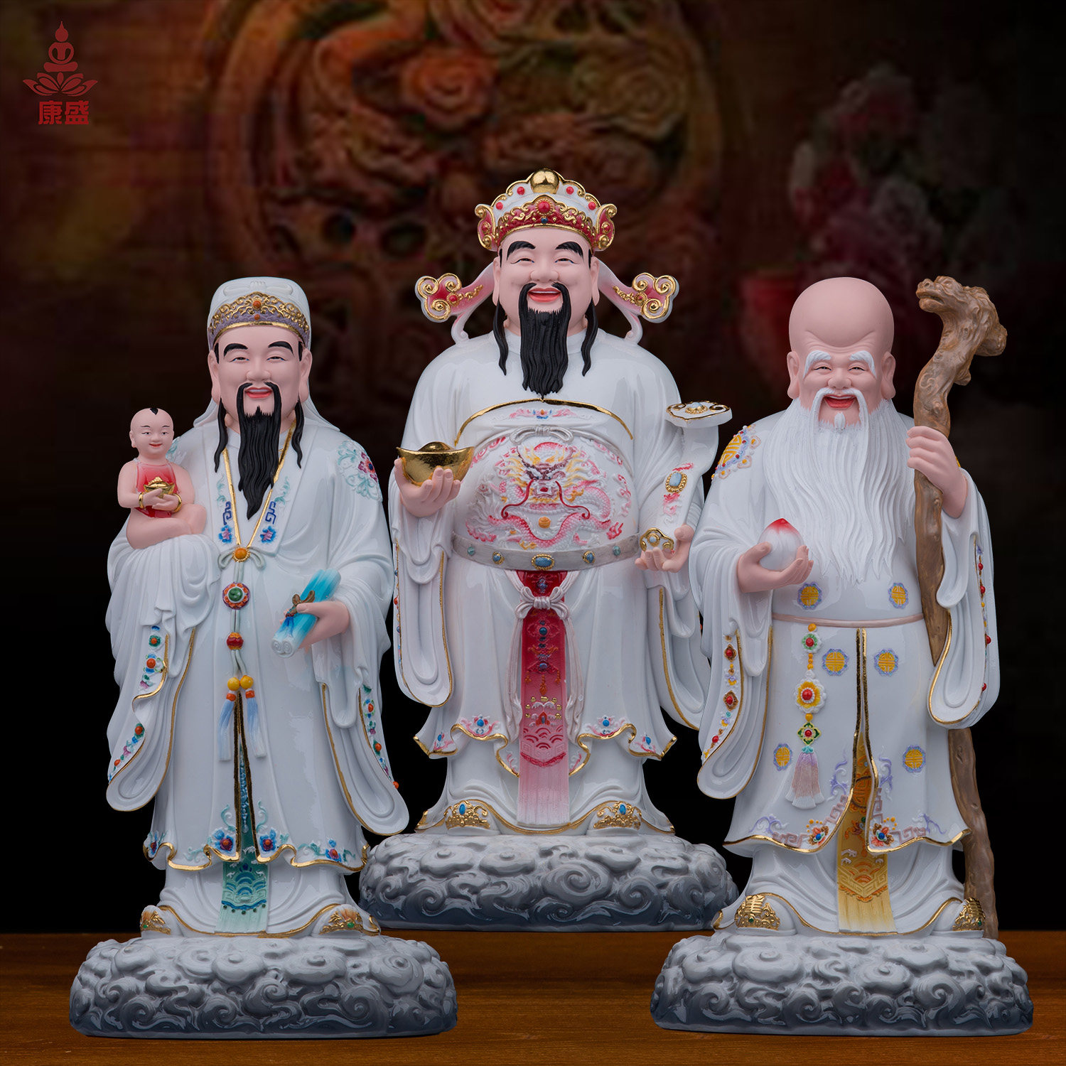 树脂福禄寿三星神像客厅中式摆件