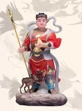 二郎神杨戬将军神像二郎真君汉白玉仿瓷佛像家用供奉公司庆典摆件