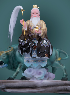 汉白玉骑牛太上老君中式客厅摆件
