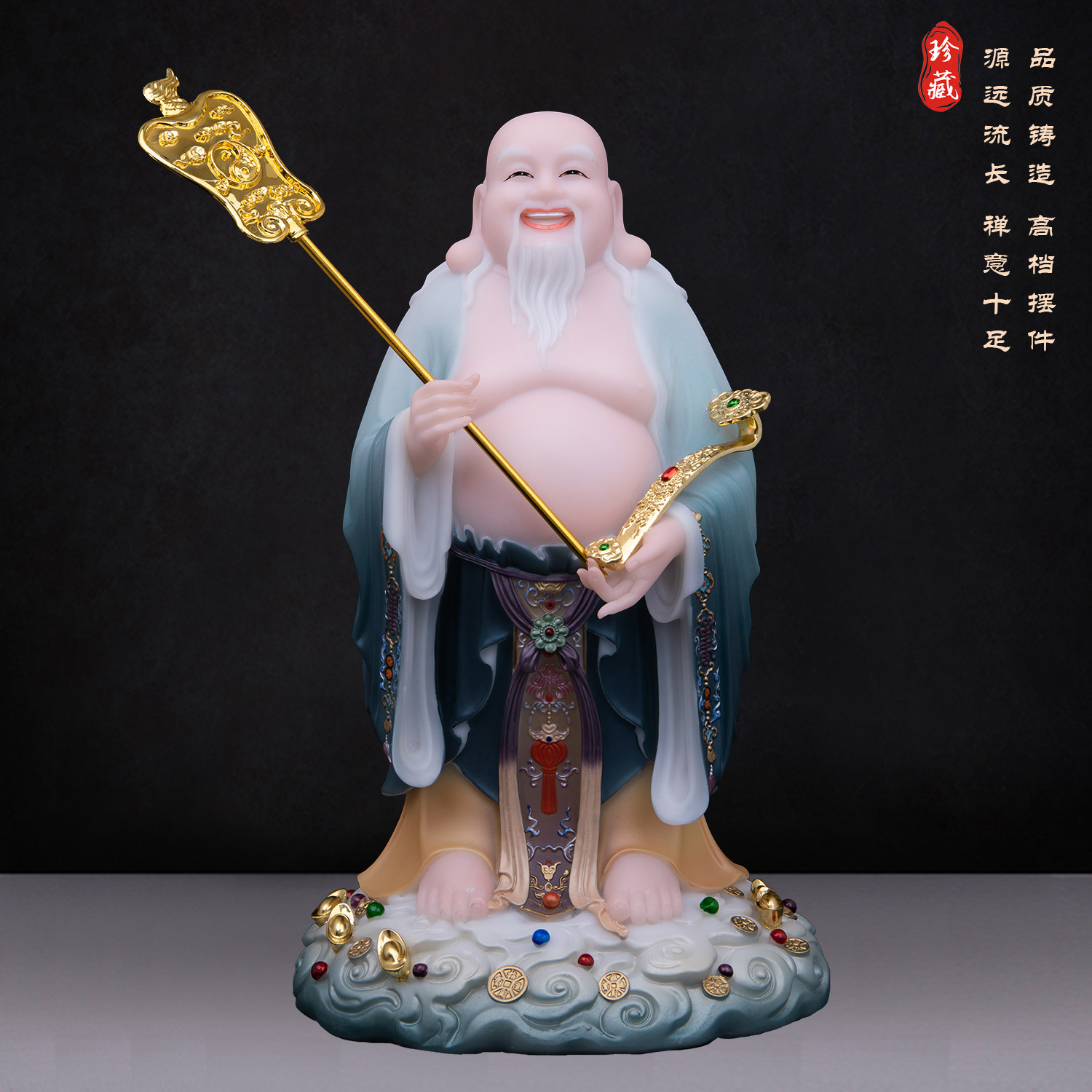 汉白玉彩绘赤脚大仙神像
