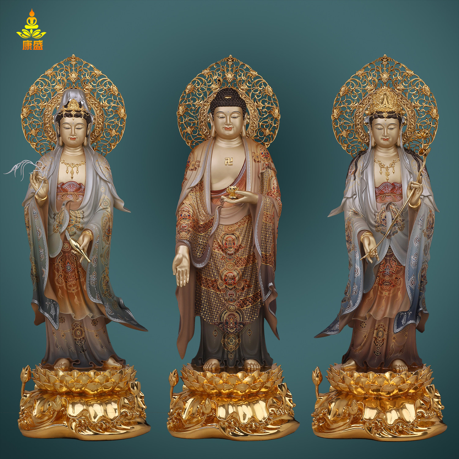 纯铜阿弥陀佛观世音大势至工艺品
