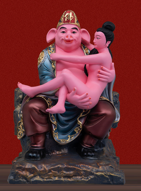 树脂彩绘猪八戒供奉摆件
