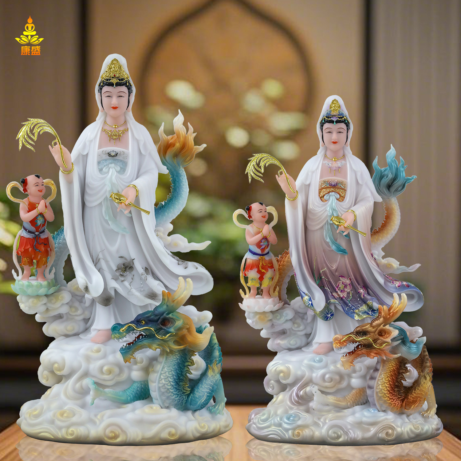 站龙观音佛像汉白玉观音菩萨