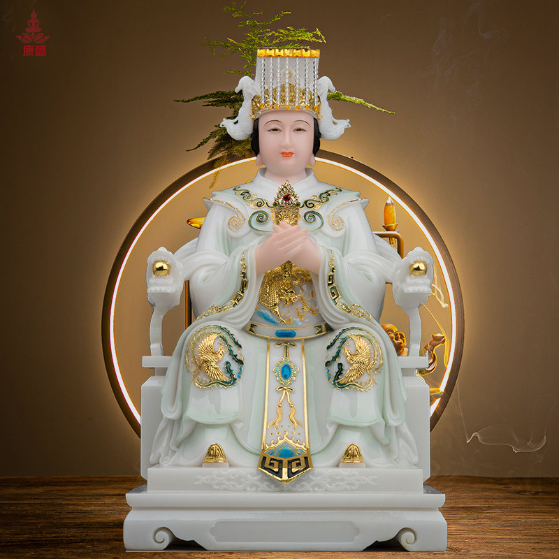 汉白玉妈祖娘娘神像泰山娘娘湄洲海神天后家用供奉天后娘娘摆件