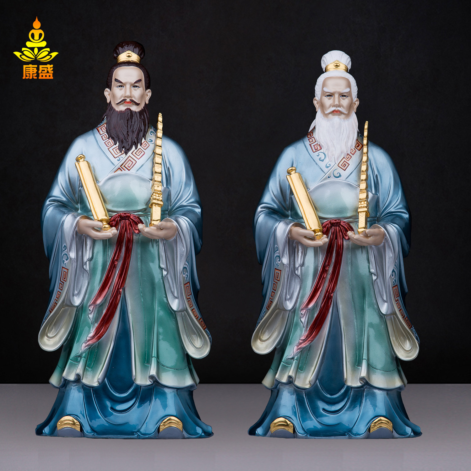 台湾工艺纯铜彩绘姜子牙神像
