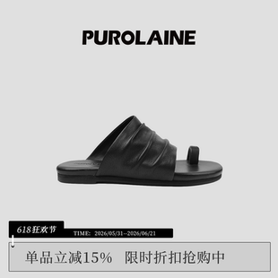 PUROLAINE朴羚凉鞋设计师原创女款外穿拖鞋美式通勤套趾凉拖