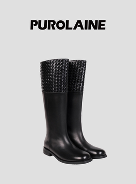 【明星同款】PUROLAINE 朴羚·Theories极简编织直筒高跟长筒靴