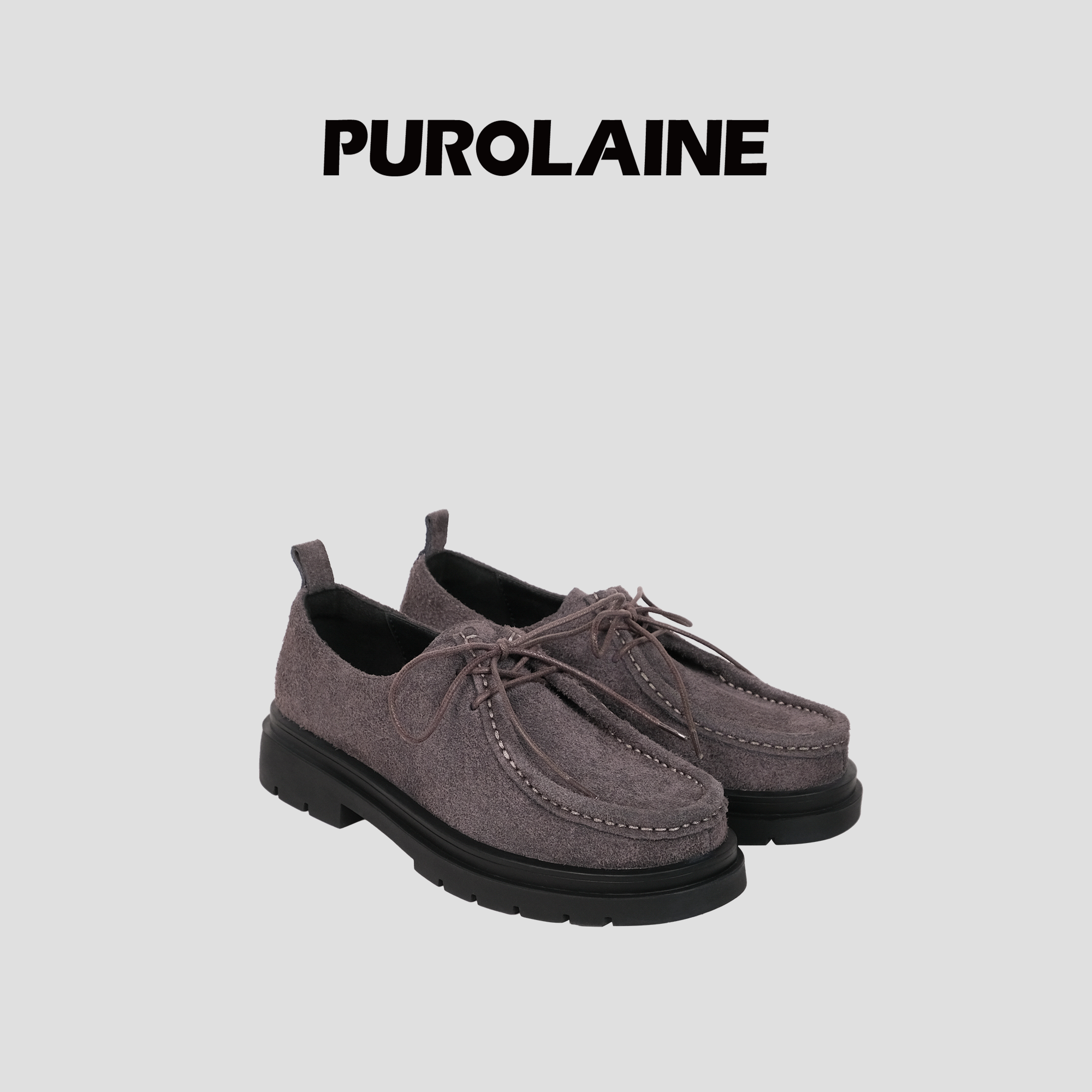 PUROLAINE 朴羚·费尔岛系列设计感百搭通勤莫卡辛乐福鞋袋鼠鞋