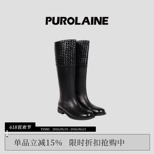 【明星同款】PUROLAINE 朴羚·Theories极简编织直筒高跟长筒靴