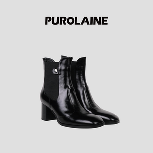 PUROLAINE·Serena设计师精致时髦粗跟气质显瘦短靴高跟鞋